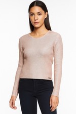 Calvin Klein Jeans Cropped Sweater Pink Metalic Round Neck Size Large