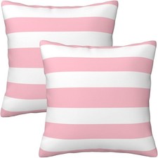 Pink White Stripe Throw Pillow Covers 18X18 Inch Decorative Cushion Cases Set Of