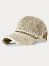 Vintage Distressed Denim Baseball Cap - Khaki