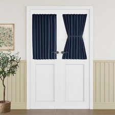 Vatge Navy French Door Curtain W25xL40 Small Window Privacy Sidelight