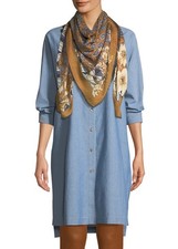 Lafayette 148 Kyrie Oversize Artisan Chambray Shirt Dress Tunic XL Button Down