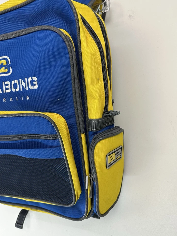 Mochila Billabong Vintage Bolso Grande Aislado Años 90 Ropa de Surf Azul y Amarillo De Colección Foto 4 de 4
