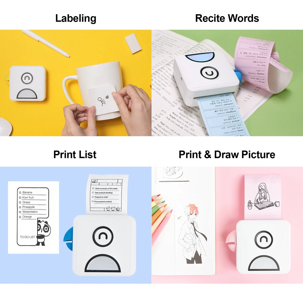 Portable Inkless Bluetooth Mini Photo Printer 203DPI for Journals