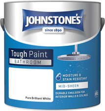 Johnstone'S - Bathroom Paint - Brilliant White - Mid Sheen Finish - Stain Blocke