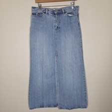 Vtg Y2K Gap Light Wash Denim Jean Maxi Skirt Bareback 10 Western Modest Grunge
