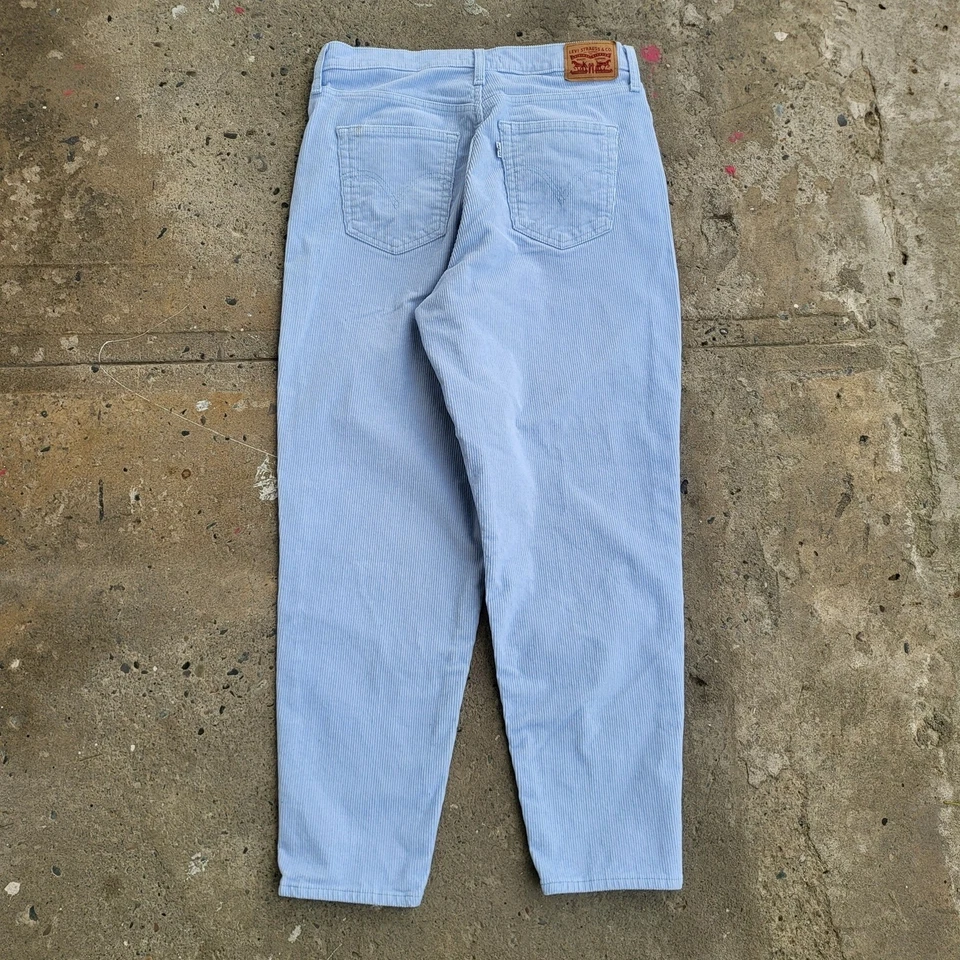 Levi's High Waisted Jean Corduroy Pants Womans 34x28 Blue Mom Loose Baggy Tag 32 - Image 4 of 4