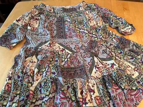 NWT LASCANA DRESS WOMENS SZ 8 10 FLORAL BOHO RUFFLE