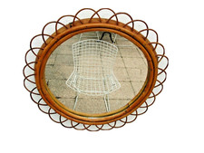Miroir soleil rotin bambou epoque vintage 1950 design