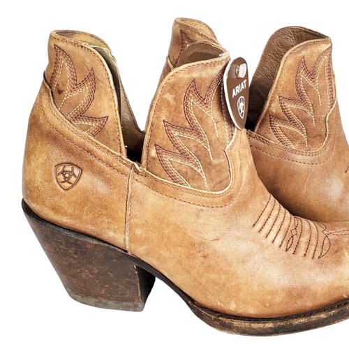 Ariat 11B /M hazel leather western ankle boots naturally distressed brown rodeo - Picture 9 of 14