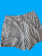 NEW 32 Degrees Cool Sleep Shorts Gray White Stripe Womens Sleepwear Pockets XS