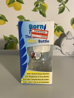 NEW Born Free Glass Baby Bottle Wide Neck 5oz - Stage 1 - SLOW FLOW - 0-3 Months