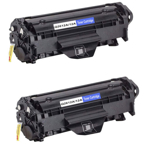 2 Black Toner Cartridge For HP 1010 1012 1015 1018 1020 1022 1022n M1319 Q2612A - Picture 1 of 2