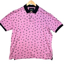 Rodd Gunn Polo Shirt Pink Tropical Leaf Print Original Fit Size XL