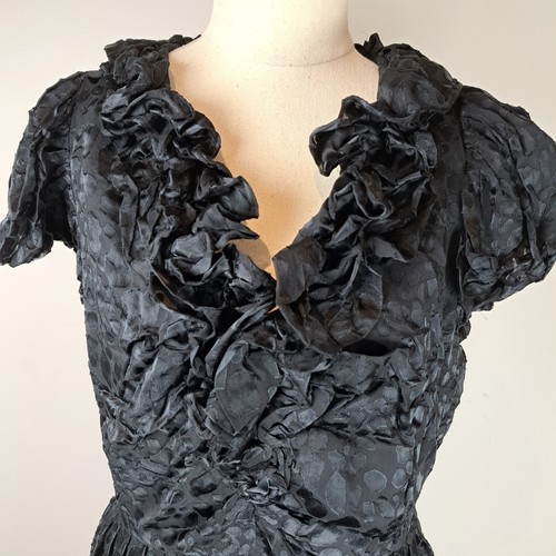 Jigsaw Black Classic Womens Dress Size 3 Ruffle Frill Silk Blend - Picture 2 of 12