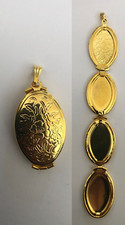 vintage type antiques gold plated four photo locket for necklace fob chain