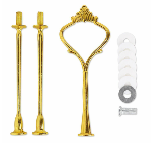 1 Set 3 Tier Handle Fittings Gold for Tea Shop Room Hotel Party Cake Plate Stand - 第 1/3 張圖片