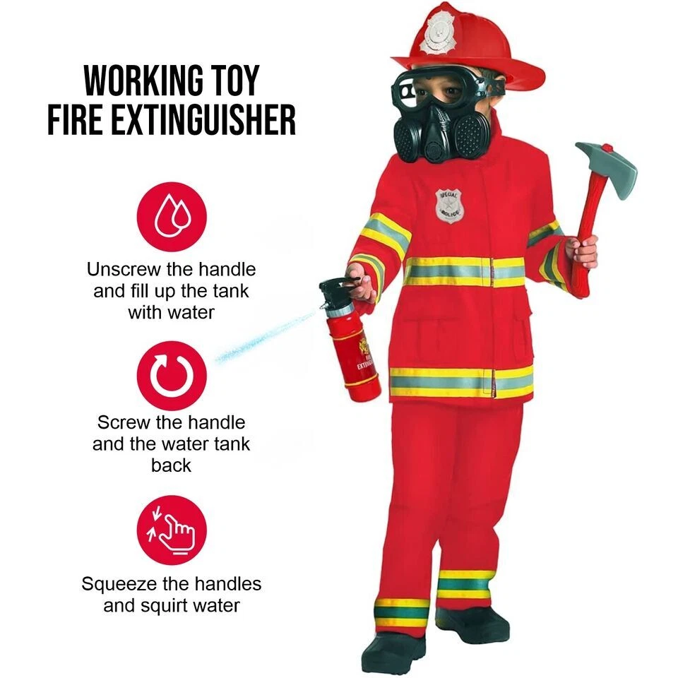 Мальчики красный пожарный костюм шлем маска инструменты Kids пожарного пожарного униформа - Изображение 4 из 4