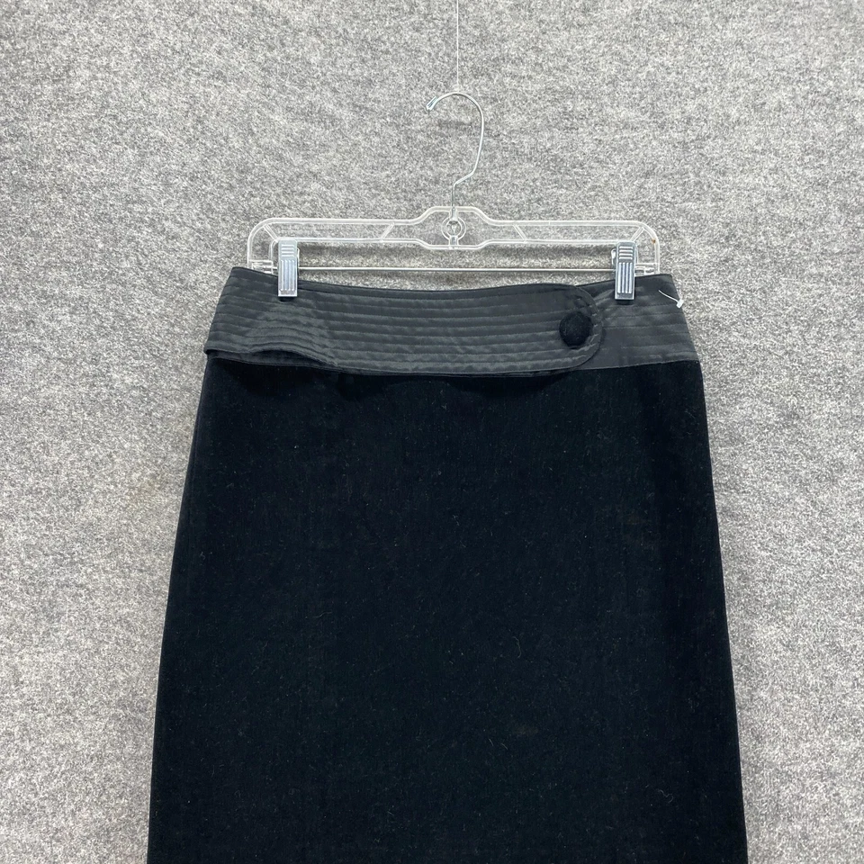 Falda Behnaz Sarafpour Mujer 5 Negra Midi Línea A Terciopelo Cremallera tiro medio Informal Foto 3 de 4