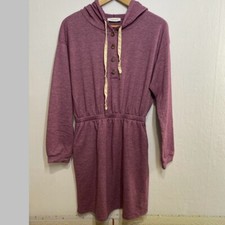 Gilli Hoodie Dress M Purple Drawstring Waist Cozy Casual Loungewear With Pockets