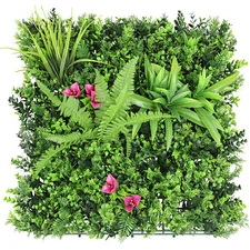 20" Artificial Leaf Mat #12 3D Mixed Wall Hedge Decor Privacy Fence Panel Grass