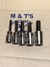 Proto Professional 1/2" Drive 5 Pc SAE Hex Bit Socket Set 5/16" - 9/16"