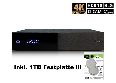 AB-Com Pulse 4K TWIN 2 x DVB-S2X Tuner UHD Sat Receiver Inkl. 1TB Festplatte E2