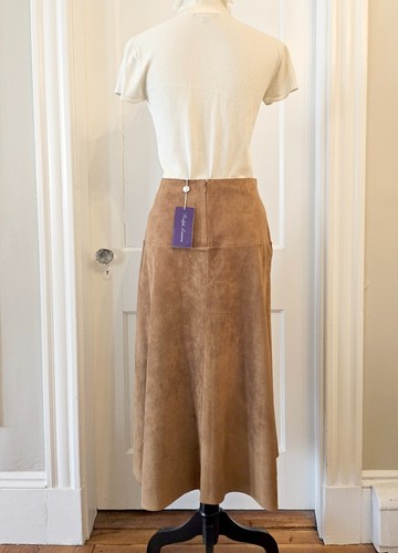 NWT RALPH LAUREN COLLECTION Aiden Suede Lace-Up Midi Skirt, Caramel, size 2 - Picture 7 of 23