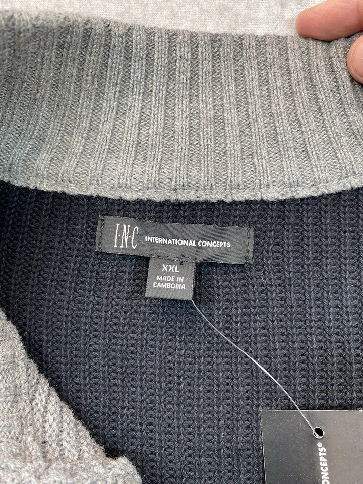 Suéter INC Para Hombres XXL 2XL Negro Bloque de Color Botón a Presión Pullover Informal Gorpcore Foto 3 de 4