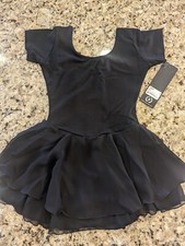 Eurotard Girls Cotton Lycra  Short Sleeve Dance Dress 10467 Black size I