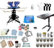 TECHTONGDA 6 Color 6 Station Screen Printing Package Kit with Flash Dryer