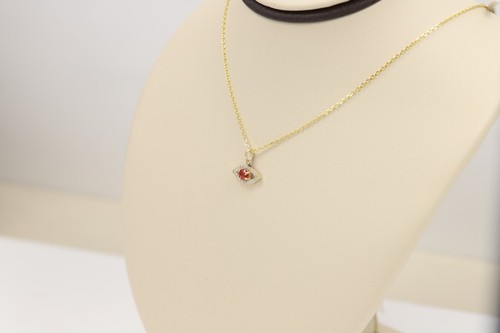 Mini Diamond Evil Eye 14k Solid Gold with center natural Red Sapphire - Picture 8 of 12