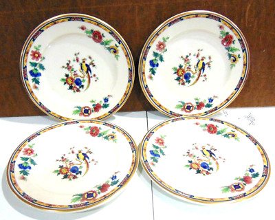 4 Vintage 5 3/4'' Dewitt Clinton Bird of Paradise by Syracuse USA Bread Plates