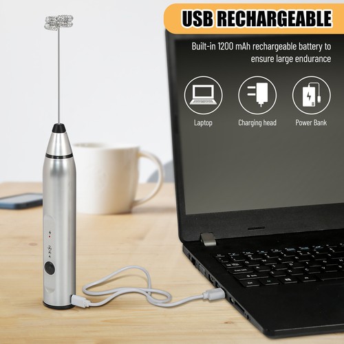 2 In1 Handheld Milchschaum Eiermixer Elektrisch Stab Doppeltem Aufschäumer Quirl - Bild 6 von 8
