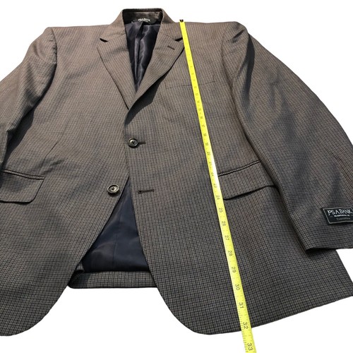 jos a bank executive blazer traditional fit plaid gray blue 2 button dual vent - Picture 9 of 13