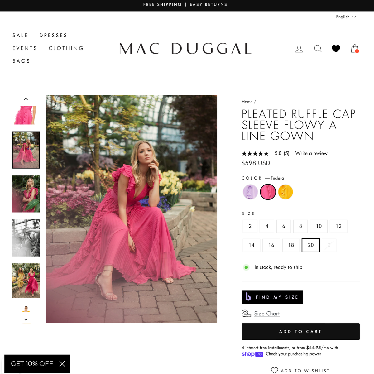 ●Mac Duggal●シフォン フリル スリーブ ガウン Mac Duggal 公式サイト