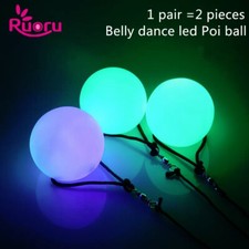 2X LED POI Balls Fully Multi-Coloured Glow Thrown Light up For Dance Hand Props