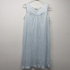 Vintage 70s Vanity Fair Floral Applique Blue Silky Nylon Nightgown sz M USA