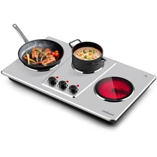 Hot Plate Electric,Countertop Infrared Triple Burner with 7″Ceramic Glass Coo...