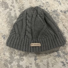 Youth Columbia Cable Knit Lined Heavy Winter Hat Grey