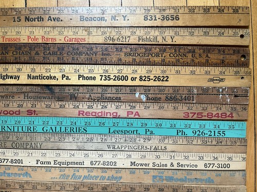 Lot of 14 Vintage Wooden Yardsticks With Advertising Local NY, CT, PA - Picture 7 of 12