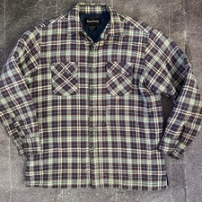 Men's Vintage 90's Royal Knight Blue Red Plaid Quilted Flannel Shirt Jacket Sz L