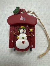 Ganz Sled Christmas Ornament Red Sleigh Snowman JOY