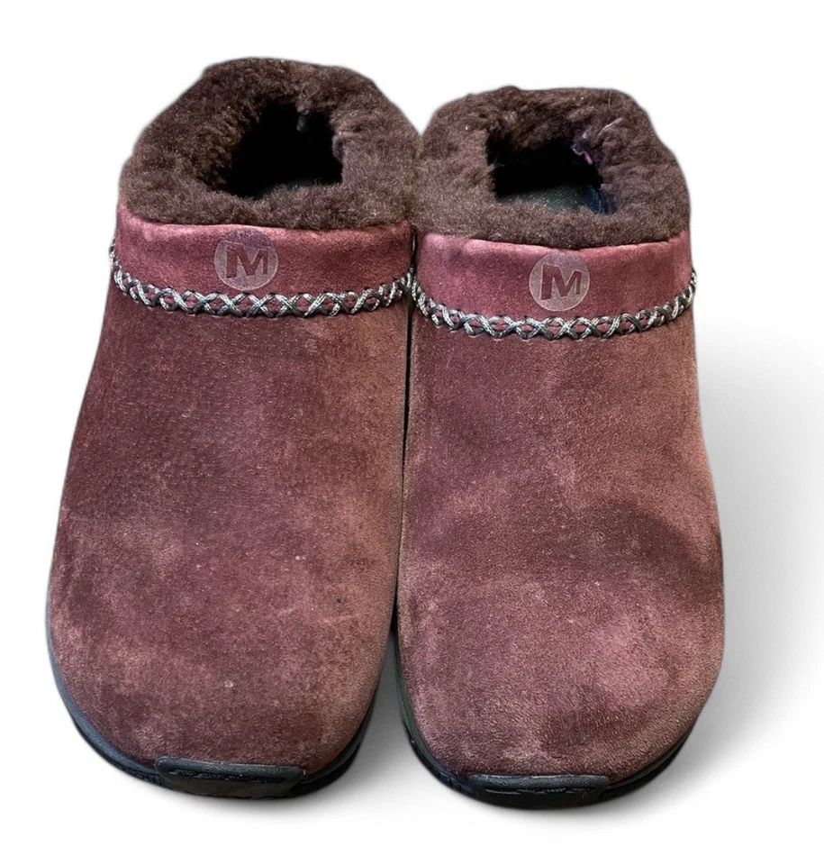 Zuecos forrados de piel de hielo Merrell Encore para mujer 7,5 rojo gamuza zapatos sin cordones Foto 2 de 4