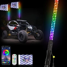 3ft LED Whip Remote RGB Chasing Antenas LED Light For ATV Polaris RZR UTV Buggy