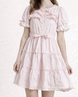 Honey Cinnamon Pink Cotton Ruffle Dress FREE Size Japanese Kawaii(E63)?