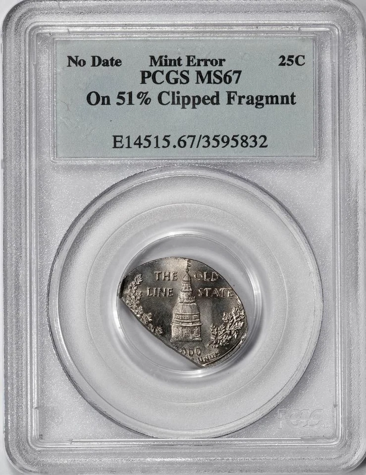 2000 PCGS MS67 Struck On 51% Clipped Fragment Maryland Quarter Mint Error - Image 3 of 4