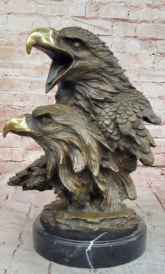 Unique Wildlife Art: Double Eagle Bronze Sculpture by Miguel Lopez home Sale