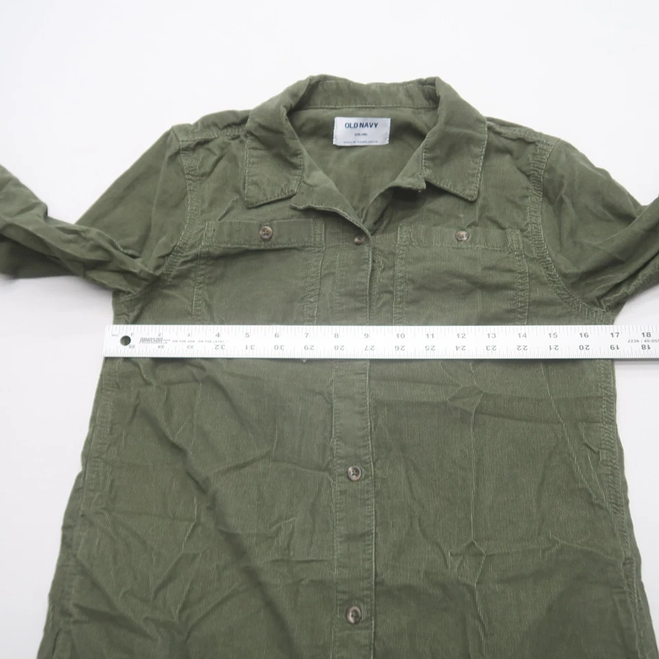 Old Navy Girls Youth Corduroy Shirt Dress Size XXL (14) Green Collared Cotton - Image 4 of 4