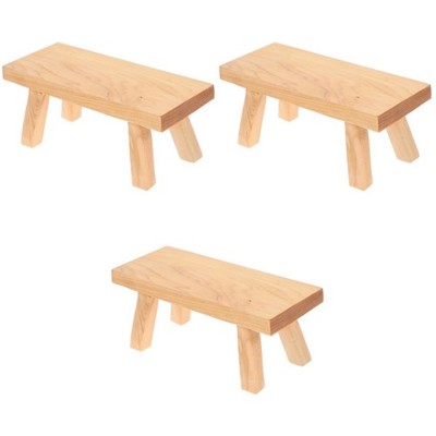3 Pieces Small Bench Foot Wooden Stool Decorative Stools Display