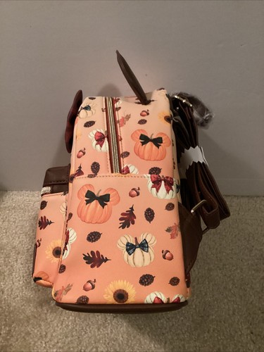 LOUNGEFLY DISNEY MINNIE MOUSE PLAID BOW FALL AOP MINI BACKPACK~ TAGS~ BRAND NEW~ - Picture 5 of 6